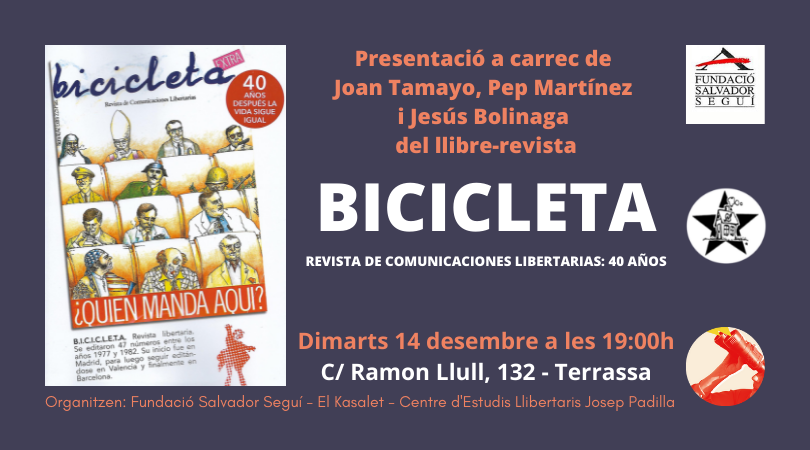 Presentació a Terrassa del llibre-revista BICICLETA, 14 desembre