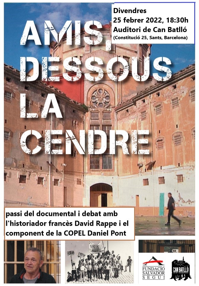 Passi del documental «Amis dessous le cendre», 25 de febrer a l’Auditori de Can Batlló (Barcelona)