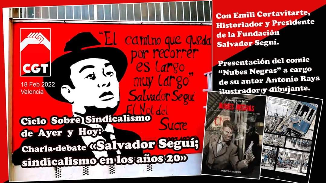 Xerrada a CGT València el 18 de febrer: Salvador Seguí; el Sindicalismo en los años 20